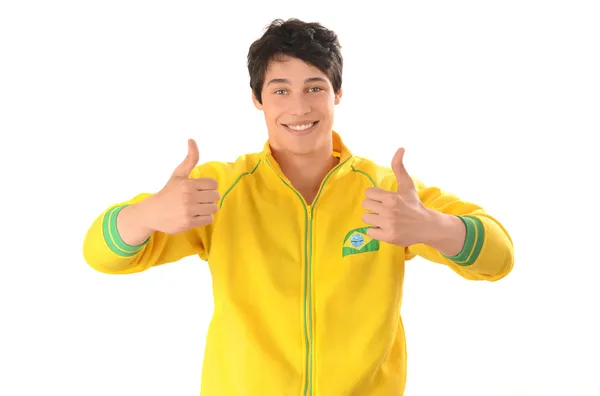 Man signing thumbs up for Brazil. — Stock Photo, Image