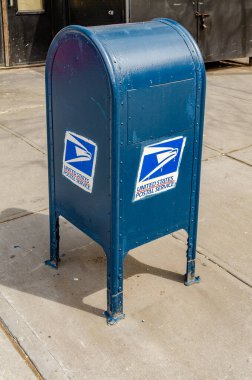 Blue United States Postal Service Mailbox in New York City clipart