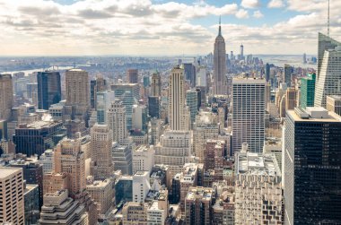 Manhattan Skyline hava görüntüsü Rockefeller Center, New York 'tan