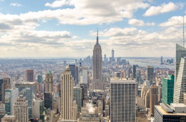 Manhattan Skyline ile Empire State Binası, Rockefeller Center, New York 'tan hava manzarası