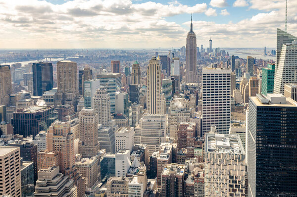 Manhattan Skyline aerial view from Rockefeller Center, New York City
