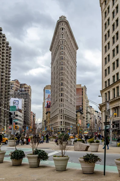 Flatiron Building New York City Durante Dia Com Nublado Lotes — Fotografia de Stock