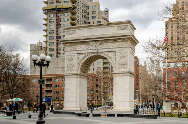 Washington Square Arch New York City Cold Winter Day Few — Stock Photo, Image