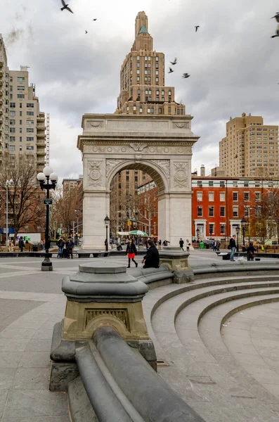 Washington Square Arch New York City Cold Winter Day Empty — Stock Photo, Image
