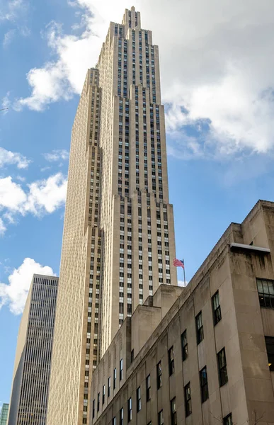 Rockefeller Center Wolkenkratzer Blick Von Der Seite Niedriger Winkel — Stockfoto