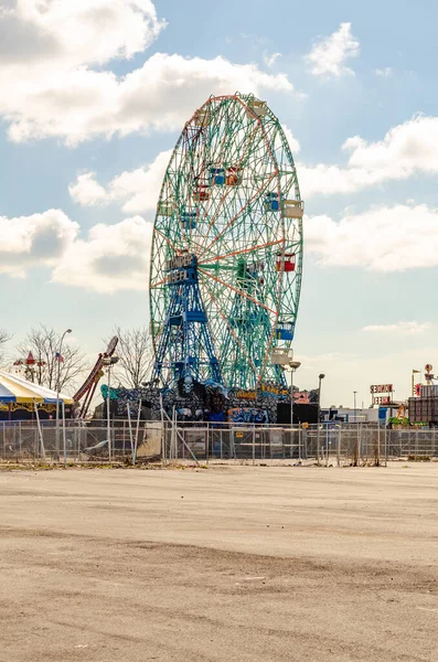 Wonder Wheel Grande Roue Luna Park Coney Island Vue Côté — Photo