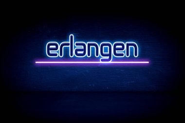 Erlangen - Mavi neon duyuru tabelası
