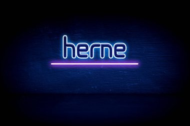 Herne - mavi neon duyuru tabelası