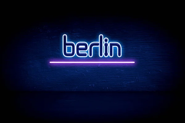 Berlin Blue Neon Announcement Signboard — Stock Photo, Image