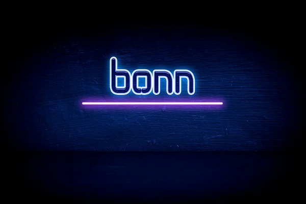 Bonn Kék Neon Hirdetőtábla — Stock Fotó