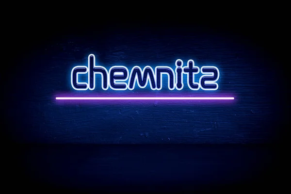 Chemnitz Cartello Blu Neon — Foto Stock