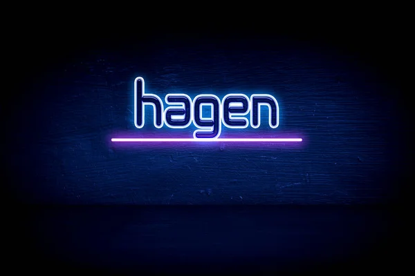 Hagen Μπλε Πινακίδα Ανακοίνωση Νέον — Φωτογραφία Αρχείου