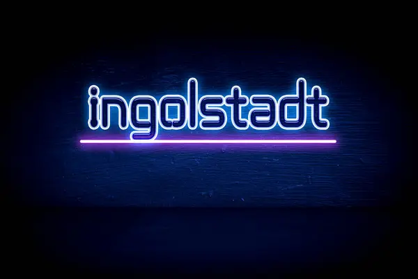 Ingolstadt Papan Nama Pengumuman Neon Biru — Stok Foto