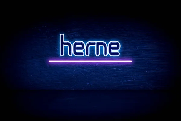 Herne Μπλε Πινακίδα Ανακοίνωση Νέον — Φωτογραφία Αρχείου