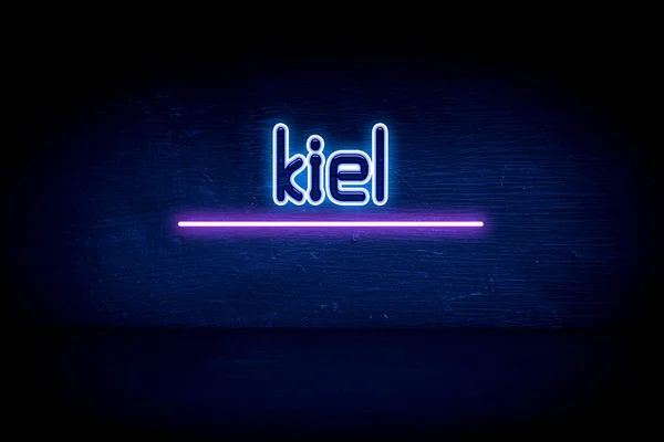 Kiel Blå Neon Tillkännagivande Skylt — Stockfoto
