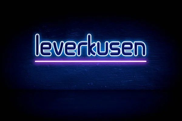 Leverkusen Placa Anúncio Néon Azul — Fotografia de Stock
