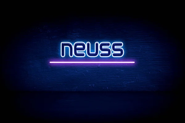 Neuss Kék Neon Hirdetőtábla — Stock Fotó