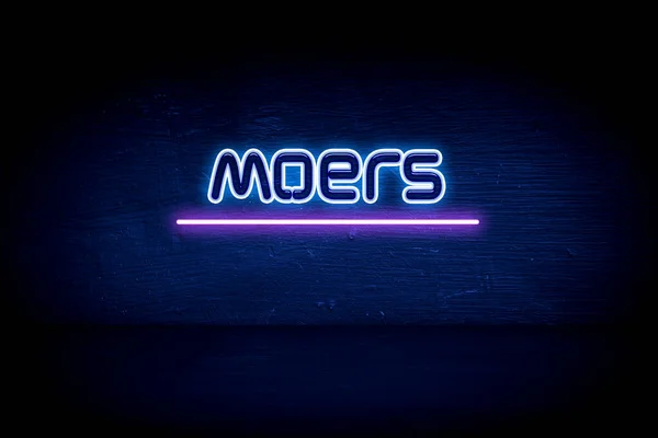 Moers Blå Neon Tillkännagivande Skylt — Stockfoto
