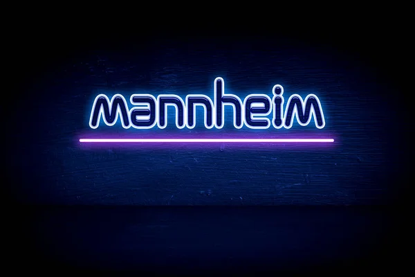 Mannheim Blå Neon Meddelande Skylt — Stockfoto
