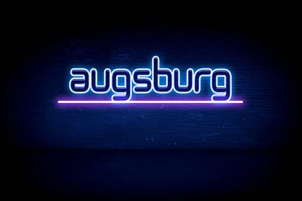 Augsburg Blå Neon Tillkännagivande Skylt — Stockfoto