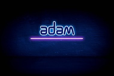 Adam - mavi neon duyuru tabelası