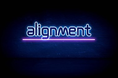 Hizalama - mavi neon duyuru tabelası