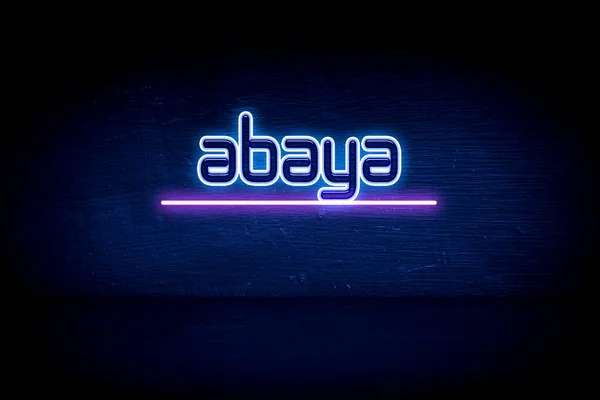 Abaya Blå Neon Tillkännagivande Skylt — Stockfoto