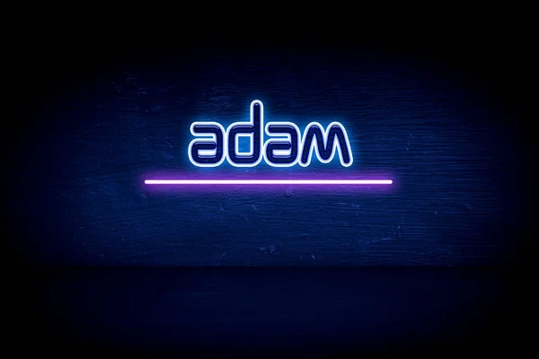 Adam Placa Anúncio Néon Azul — Fotografia de Stock