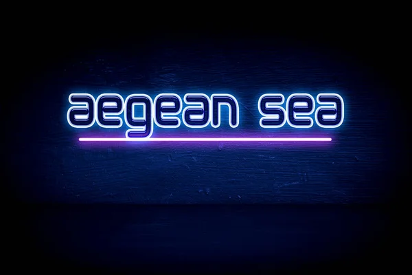Egeïsche Zee Blauw Neon Aankondigingsbord — Stockfoto