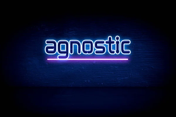 Agnostic Blå Neon Tillkännagivande Skylt — Stockfoto
