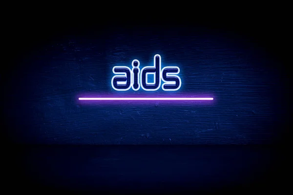 Aids Niebieski Neon Ogłoszenie Tablicy Ogłoszeń — Zdjęcie stockowe