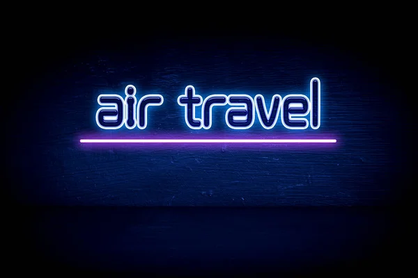 Air Travel Niebieski Neon Ogłoszenie Tablicy Ogłoszeń — Zdjęcie stockowe