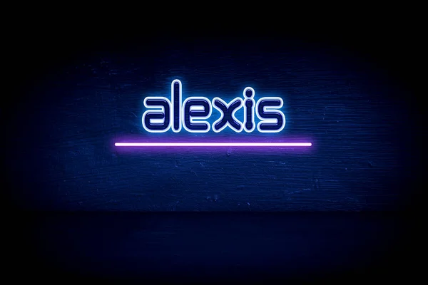 Alexis Niebieski Neon Ogłoszenie Tablicy Ogłoszeń — Zdjęcie stockowe