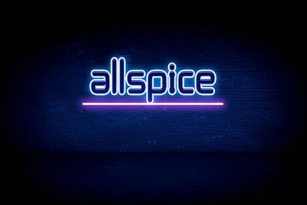 Allspice Kék Neon Hirdetőtábla — Stock Fotó