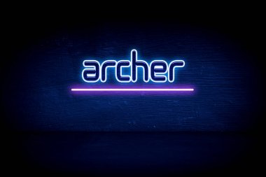 Okçu - Mavi neon duyuru tabelası