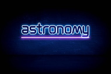 Astronomi - Mavi neon duyuru tabelası