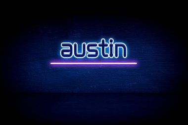 Austin - Mavi neon duyuru tabelası