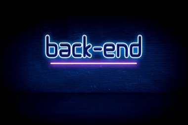 Arka uç - Mavi neon duyuru tabelası