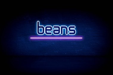 Fasulye - Mavi neon duyuru tabelası