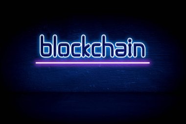 Engelleme zinciri - mavi neon duyuru tabelası