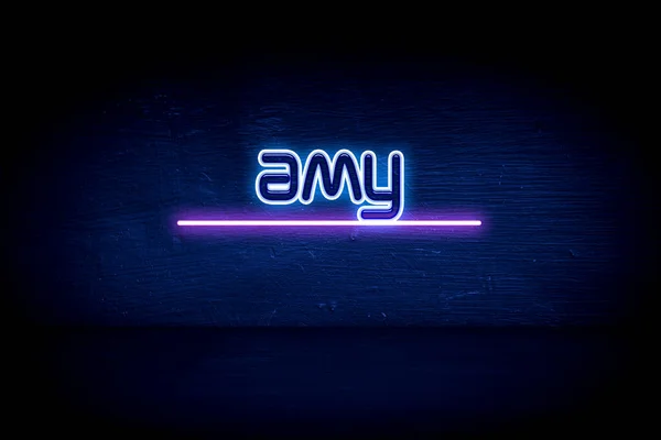 Amy Mavi Neon Duyuru Tabelası — Stok fotoğraf