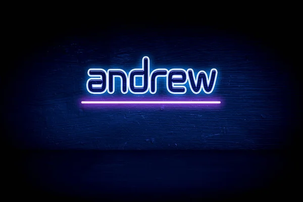 Andrew Blue Neon Announcement Signboard — Stock Photo, Image