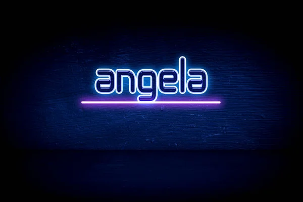 Angela Μπλε Πινακίδα Ανακοίνωση Νέον — Φωτογραφία Αρχείου