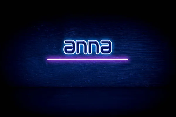 Anna Blue Neon Announcement Signboard — Stock Photo, Image