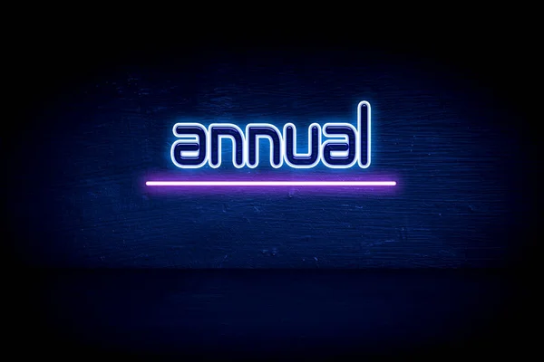 Annual Blue Neon Announcement Signboard — Stock Photo, Image