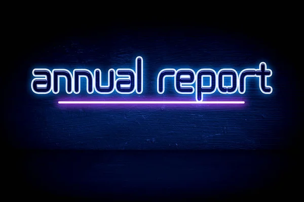Relazione Annuale Cartello Blu Neon — Foto Stock