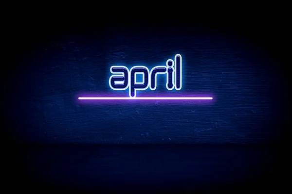 April Blå Neon Tillkännagivande Skylt — Stockfoto