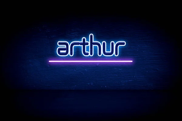 Arthur Letrero Anuncio Neón Azul — Foto de Stock