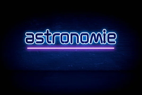 Astronomie Blue Neon Announcement Signboard — 스톡 사진