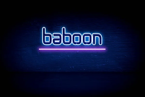 Baboon Blå Neon Meddelande Skylt — Stockfoto